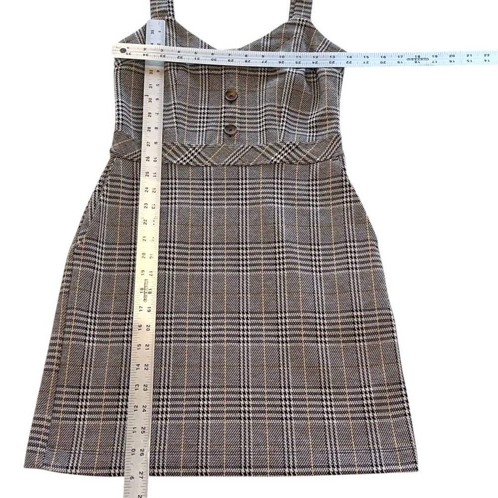 NWOT Abercrombie & Fitch Dress Tan Houndstooth Plaid Sleeveless Mini Sz S - Picture 7 of 8